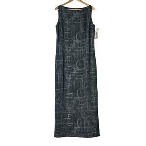 VTG NWT Amanda Smith Abstract Print Sleeveless Y2k Dress Grey14